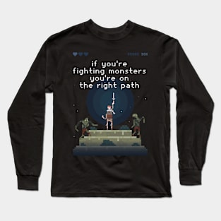 Fight Monster Pixel Game Long Sleeve T-Shirt